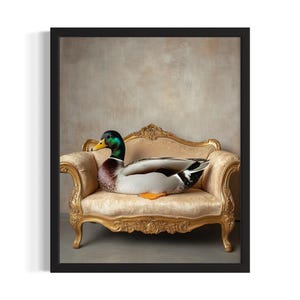 Mallard Duck Animal Sofa Living Room Poster Art Print, Living Room Wall Art Poster, Original Painting Artwork Decor