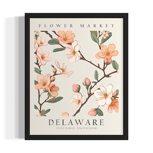 Delaware Flower Market States Art Print, Living Room Wall Art Poster, Original Painting Artwork Decor