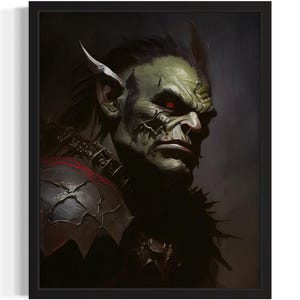 Orc Art Print, Scary Spooky Gothic Wall Art Painting Decor Photo