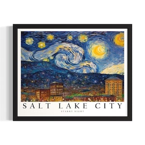 Utah Salt Lake City States Poster Art Print, Living Room Wall Art Poster, Original Painting Artwork Decor