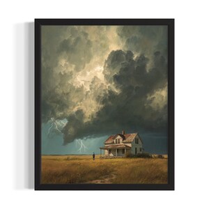 Kansas Farmhouse States Art Print, Living Room Wall Art Poster, Original Painting Artwork Decor