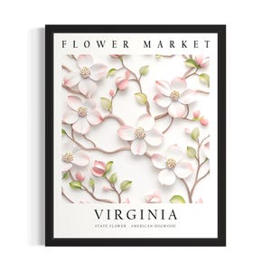 Virginia State Flower Market Poster Art Print, Living Room Wall Art Poster, Original Painting Artwork Decor