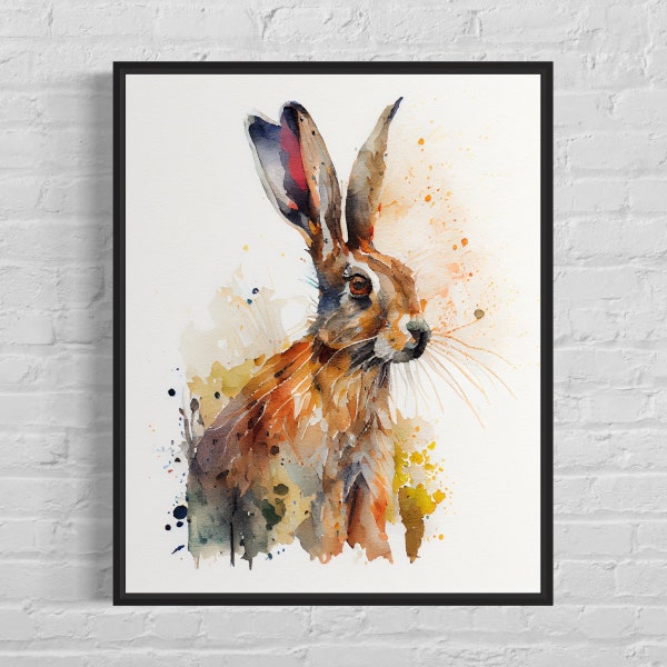 Jackrabbit Watercolor Art Print, Jackrabbit Painting Watercolor, Jackrabbit Original Artwork  by Artist