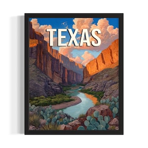 Texas Big Bend Nationalpark Staaten Poster Kunst Druck, Wohnzimmer Wand Kunst Poster, Original Gemälde Kunstwerk Dekor