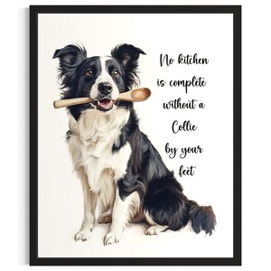Collie Dog Kitchen Poster Art Print, Living Room Wall Art Poster, Original Painting Artwork Decor