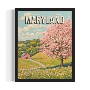 Maryland Spring States Art Print, Living Room Wall Art Poster, Original Painting Artwork Decor