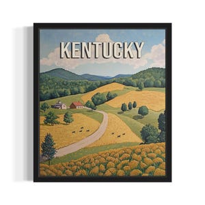 Kentucky Summer States Art Print, Living Room Wall Art Poster, Original Painting Artwork Decor