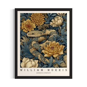 Snake William Morris Animal Poster Art Print, Living Room Wall Art Poster, Original Painting Artwork Decor