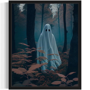 Ghost Art Print, Scary Spooky Gothic Wall Art Painting Decor Photo
