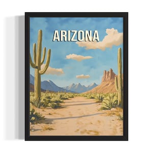 Arizona States Art Print, Living Room Wall Art Poster, Original Painting Artwork Decor