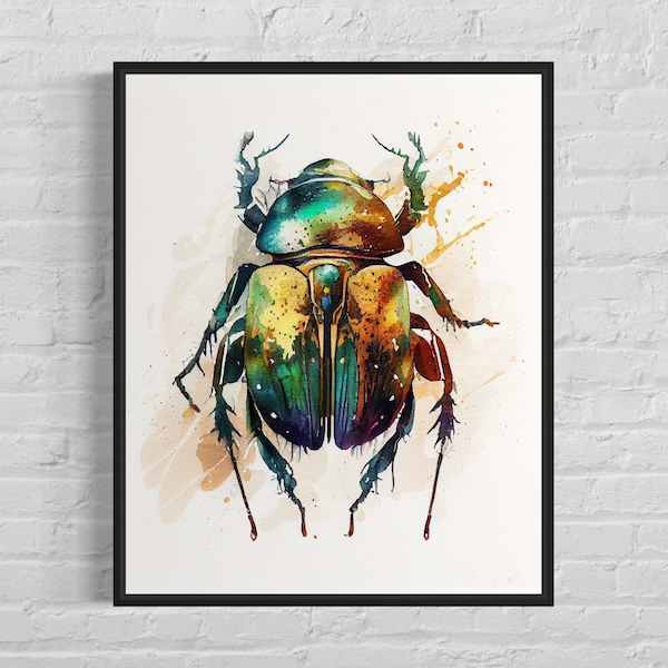 Atlas Beetle Watercolor Art Print, Atlas Beetle Monitor Painting Wall Art Decor, Original Artwork  by Artist