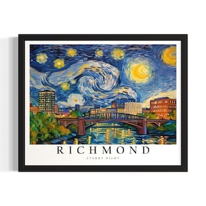 Virginia Richmond States Poster Art Print, Living Room Wall Art Poster, Original Painting Artwork Decor
