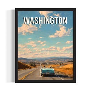 Washington highway States Poster Art Print, Living Room Wall Art Poster, Original Painting Artwork Decor