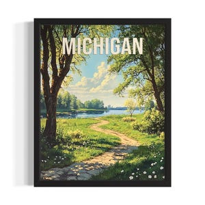 Michigan Spring States Poster Art Print, Living Room Wall Art Poster, Original Painting Artwork Decor