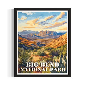Big Bend Vintage Nationalpark Poster Kunst Druck, Wohnzimmer Wand Kunst Poster, Original Malerei Kunstwerk Dekor