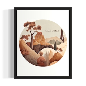 California L States Art Print, Living Room Wall Art Poster, Original Painting Artwork Decor