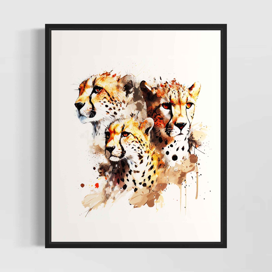 Cheetah Watercolor Art Print Cheetah Painting Wall Art Decor Etsy