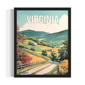 Virginia Shenandoah Valley States Poster Art Print, Living Room Wall Art Poster, Original Painting Artwork Decor