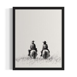 Cowboys on horseback Cowboy Poster Art Print, Living Room Wall Art Poster, Original Painting Artwork Decor