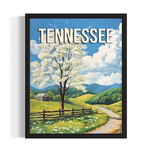 Tennessee Spring States Poster Art Print, Living Room Wall Art Poster, Original Painting Artwork Decor
