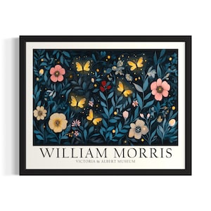 Fireflies William Morris Animal Poster Art Print, Living Room Wall Art Poster, Original Painting Artwork Decor