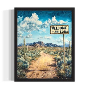 Arizona Sign States Art Print, Living Room Wall Art Poster, Original Painting Artwork Decor