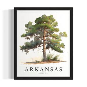 Arkansas Tree States Art Print, Living Room Wall Art Poster, Original Painting Artwork Decor