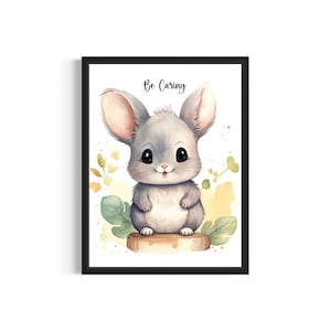 Chinchilla Nursery Decor Art Print Poster, Baby Room Animal Watercolor Decor