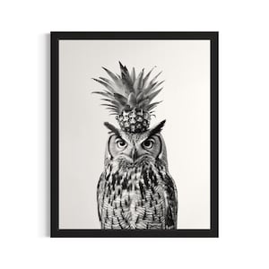 Owl Kitchen Animals Poster Art Print, Kitchen Wall Art Poster, Original Painting Artwork Decor