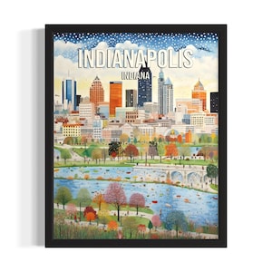 Indianapolis Indiana State Park Staten Art Print, woonkamer muurkunstposter, origineel schilderij artwork decor