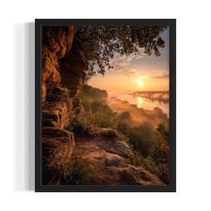 Illinois Starved Rock State Park Staten Art Print, woonkamer muurkunstposter, origineel schilderij artwork decor