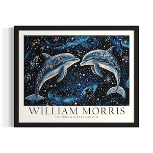 Dolphin William Morris Sea Creatures Poster Art Print, Living Room Wall Art Poster, Original Painting Artwork Decor