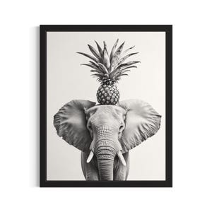 Elephant Kitchen Animals Poster Art Print, Kitchen Wall Art Poster, Original Painting Artwork Decor
