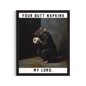 Rat Butt Napkins Animals Poster Art Print, Restroom Wall Art Poster, Original Painting Artwork Decor