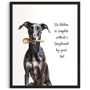 Greyhound Dog Kitchen Poster Art Print, Living Room Wall Art Poster, Original Painting Artwork Decor