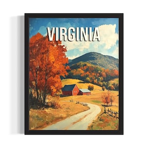 Virginia Fall States Poster Art Print, woonkamer muurkunstposter, origineel schilderij artwork decor