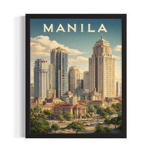 Manila, Philippines Poster Art Print, Living Room Wall Art Poster, Original Painting Artwork Decor