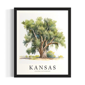 Kansas Tree States Art Print, Living Room Wall Art Poster, Original Painting Artwork Decor