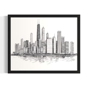 Illinois Chicago tekening staten Art Print, woonkamer muur kunstposter, origineel schilderij artwork decor