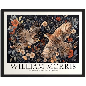 Hawks William Morris Birds Poster Art Print, Living Room Wall Art Poster, Original Painting Artwork Decor