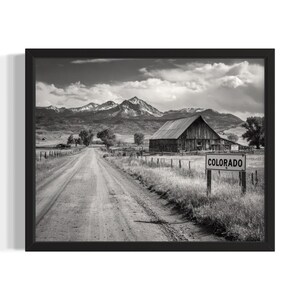 Colorado Vintage Black and White States Art Print, Living Room Wall Art Poster, Original Painting Artwork Decor