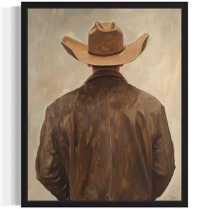 Cowboy Poster Art Print, Animal Western Wild West Painting Wall Art Decor Pictures