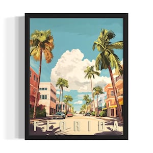 Florida Urban States Art Print, Living Room Wall Art Poster, Original Painting Artwork Decor