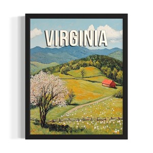 Virginia Spring States Poster Art Print, woonkamer muurkunstposter, origineel schilderij artwork decor