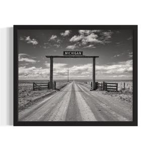 Michigan Cowboy Ranch States Poster Art Print, Living Room Wall Art Poster, Original Painting Artwork Decor