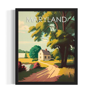 Maryland States Art Print, Living Room Wall Art Poster, Original Painting Artwork Decor
