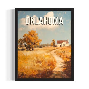 Oklahoma Fall States Poster Art Print, Living Room Wall Art Poster, Original Painting Artwork Decor
