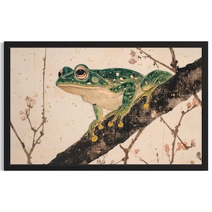 Green Frog Japanese Poster Art Print, Living Room Wall Art Poster, Original Painting Artwork Decor