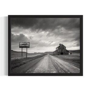 North Dakota Vintage Black and White States Poster Art Print, Living Room Wall Art Poster, Original Painting Artwork Decor