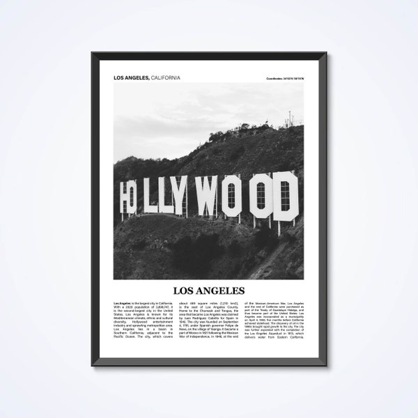 Los Angeles Black and White Poster, Los Angeles, California Print, Los Angeles Photo Art Home Decor Gifts, Los Angeles Travel Poster